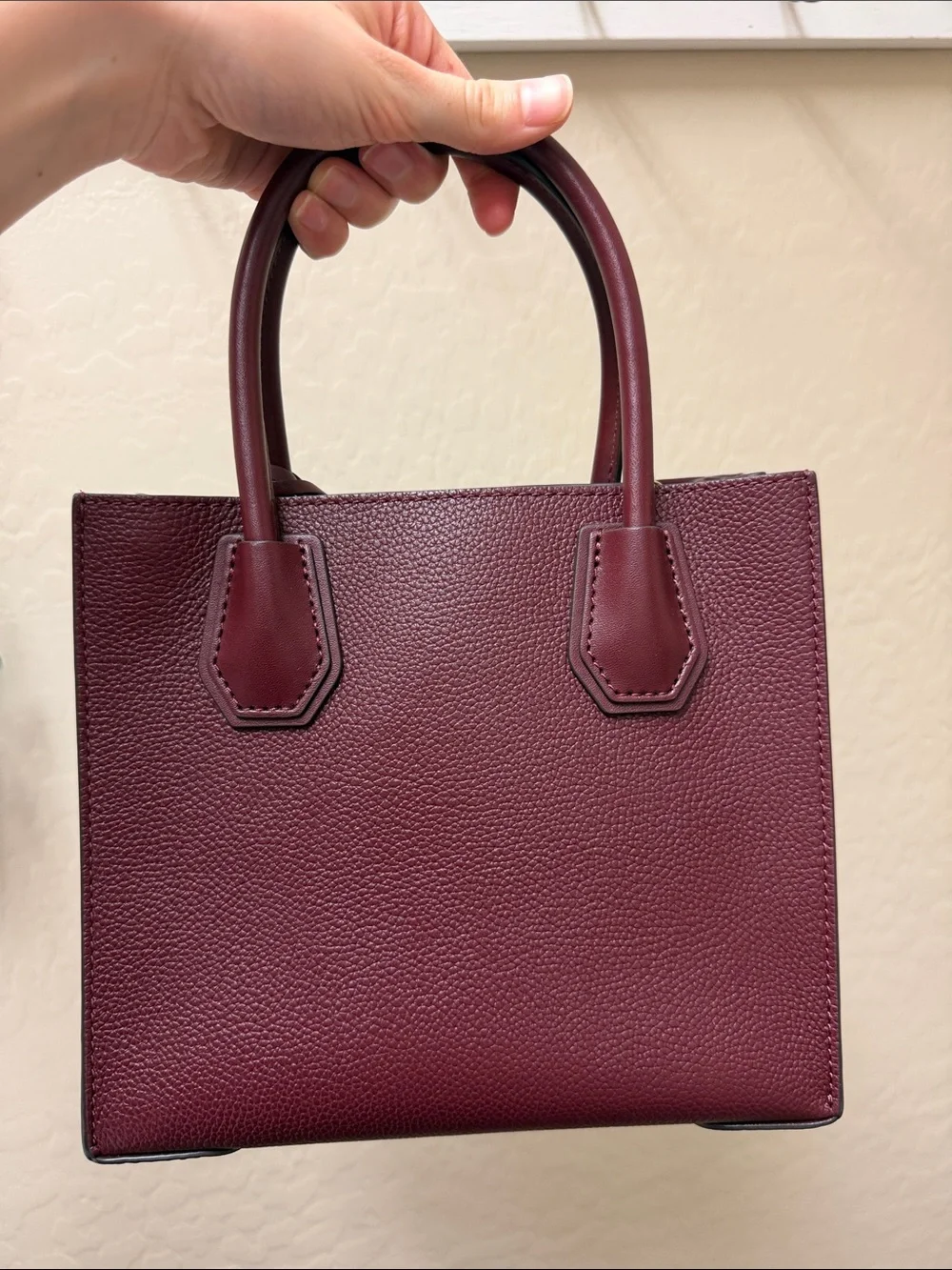 Michael Kors Burgundy Leather Satchel with Gold Accent